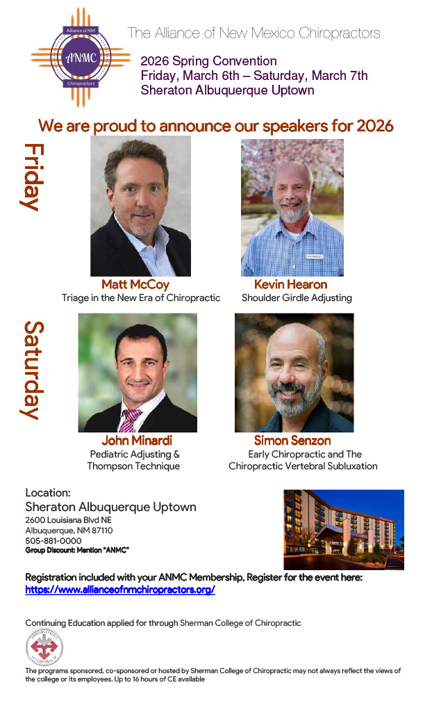 ANMC 2026 Convention, Chiropractic CE, Senzon, McCoy, Hearon, Minardi